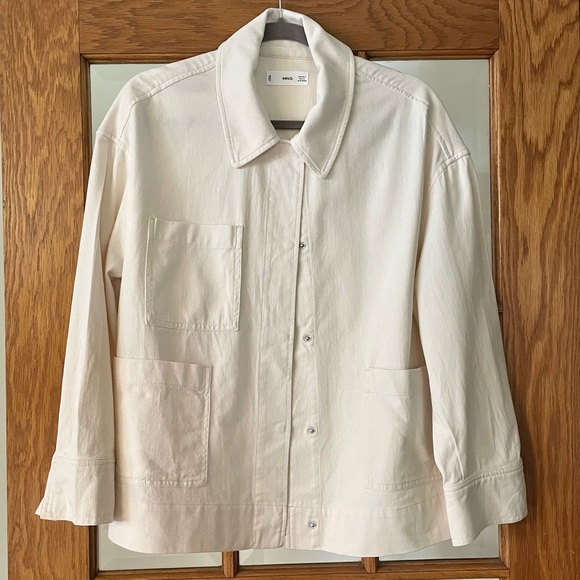 NWOT Mango Oversized Cotton Off-white Workshirt in size small - Picture 1 of 3